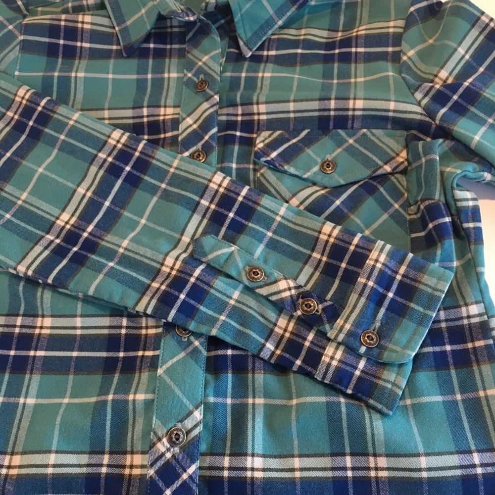 Kühl Women’s Blue, Aqua, and White Plaid Shirt XS